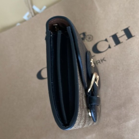 Coach Kleo Wallet C6897 Blocked Signature Canvas In Khaki Brown Multi - Picture 10 of 14